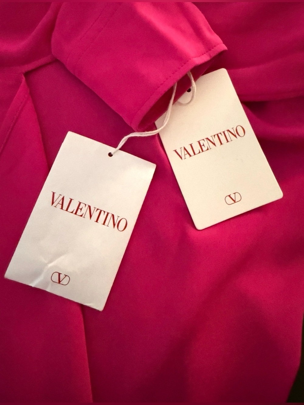Valentino Fuchsia Convertible Tie-Neck Long-Sleeve Blouse -NEW W TAGS - Picture 5 of 6